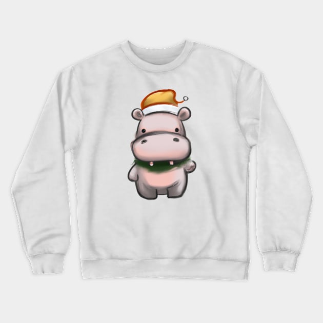 Cute Hippopotamus Drawing Crewneck Sweatshirt by Play Zoo